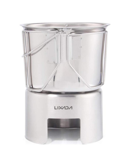 Cacerola Camping Lixada Acero Inoxidable con Estufa Madera