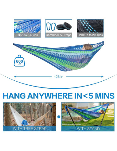 Hamaca Maya PNAEUT XL Tejida a Mano 272 kg para Exterior