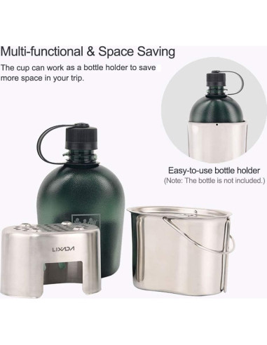 Cacerola Camping Lixada Acero Inoxidable con Estufa Madera