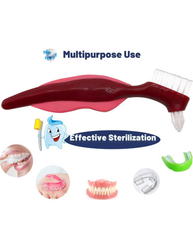Cepillo de Dientes Uouovo para Dentaduras Duras - Paquete de 4