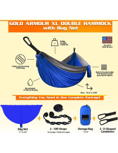 Hamaca Doble XL Gold Armour con Red Antimosquitos 3,18m 2