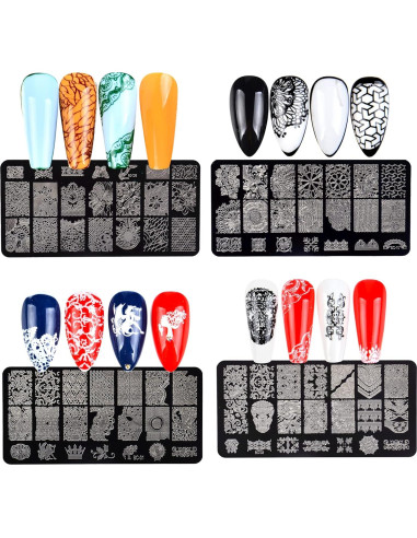 Kit de Estampado de Uñas AddFavor 6 Piezas con Estampador