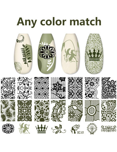 Kit de Estampado de Uñas AddFavor 6 Piezas con Estampador