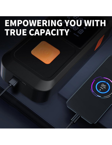 Arrancador de batería WdfCariP QC-QB-08 8000mAh LED y compresor