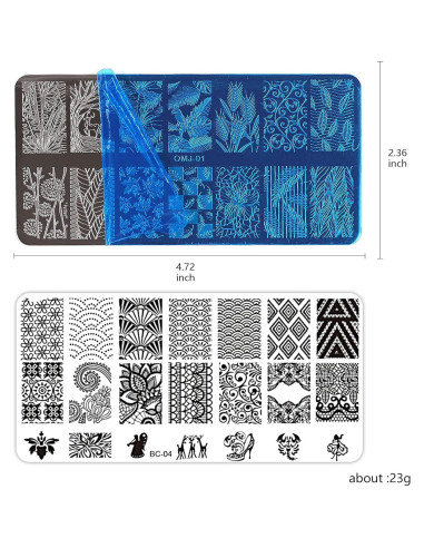 Kit de Estampado de Uñas AddFavor 6 Piezas con Estampador