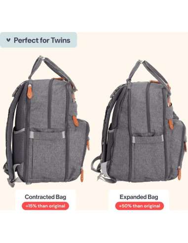 Mochila de Pañales BabbleRoo XL Gris Oscuro 40L Expandible