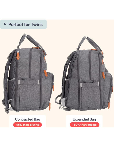 Mochila de Pañales BabbleRoo XL Gris Oscuro 40L Expandible