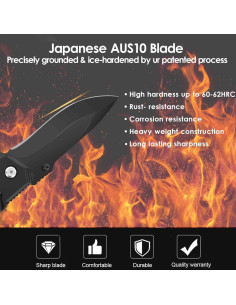 Cuchillo de bolsillo Brillirare PK-1-L 8.38 cm EDC táctico 2