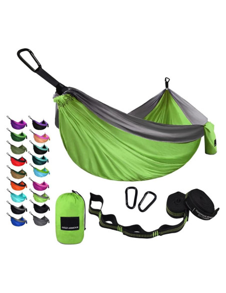 Hamaca de Camping Gold Armour Verde Lima y Gris 1 Persona
