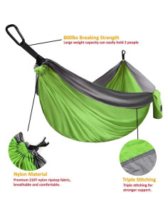 Hamaca de Camping Gold Armour Verde Lima y Gris 1 Persona 2