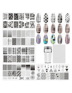 Kit de Estampado de Uñas KAAGEE 5 Piezas con Estampador