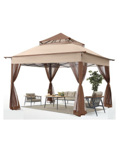 Gazebo Plegable ABCCANOPY 3,35x3,35m con Mosquitera Beige