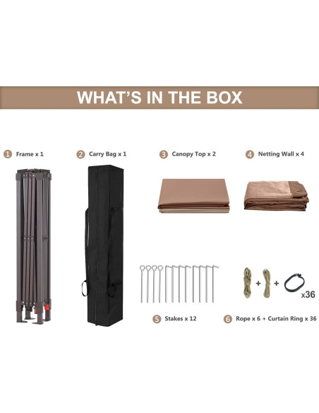 Gazebo Plegable ABCCANOPY 3,35x3,35m con Mosquitera Beige