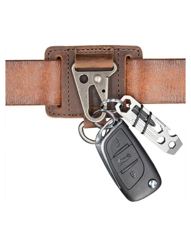 Soporte de llavero de cuero Diodrio con clip resistente