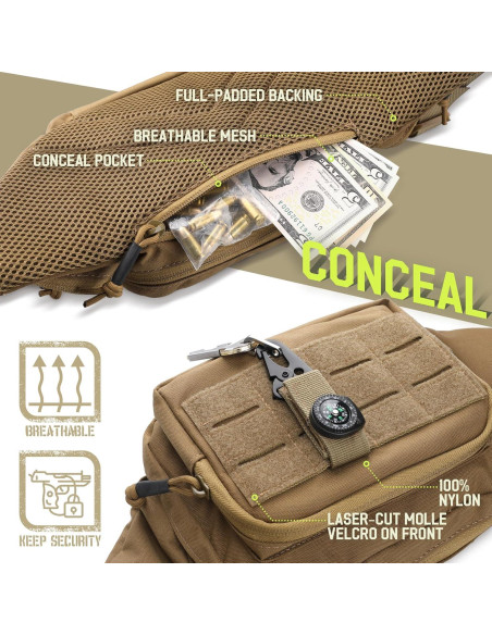 Mochila Táctica WYNEX WY-0238CB para Pistola CCW Marrón