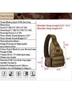Mochila Táctica Sling Huntvp Tipo2 Negra 20L Molle 2
