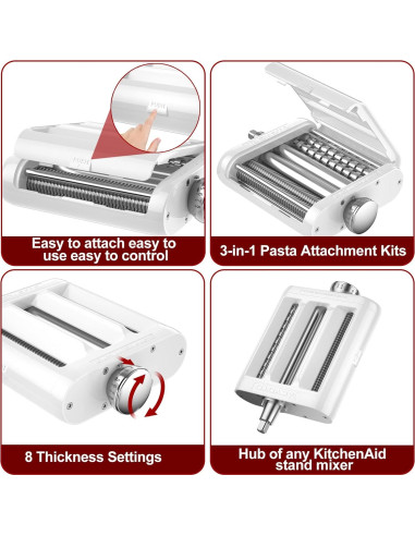 Accesorio 3 en 1 para Pasta KitchenAid TZCYOTO - Acero Inoxidable