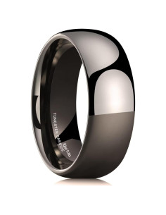Anillo de Tungsteno King Will 4mm Brillo Plata Gunmetal