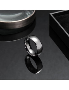 Anillo de Tungsteno King Will 4mm Brillo Plata Gunmetal 2