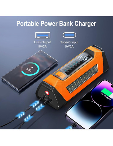 Arrancador de coche fmooostore PS-219 6000A con compresor