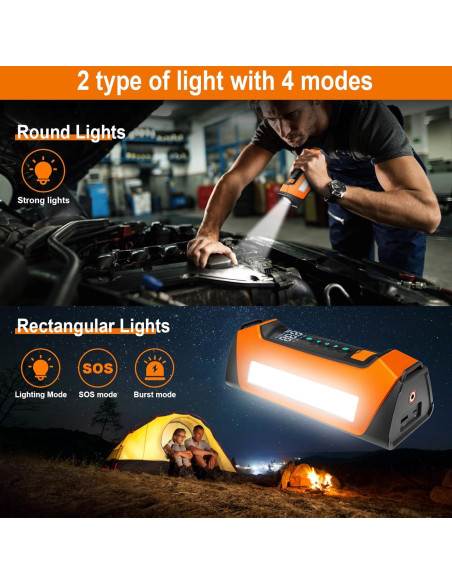 Arrancador de coche fmooostore PS-219 6000A con compresor