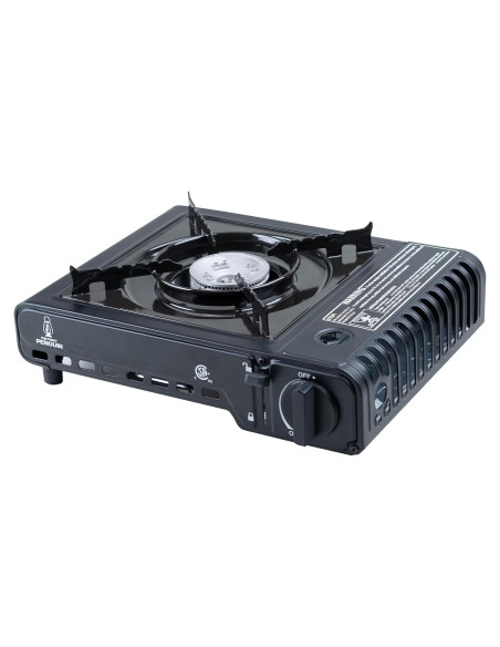 Estufa de Camping Dr.HOWS Portátil Butano 10,000 BTU Negra