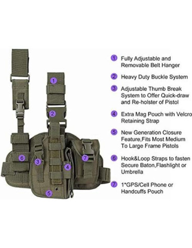 Funda táctica de pierna ACEXIER con pouch para cargador