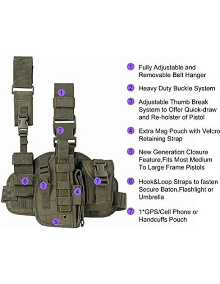 Funda táctica de pierna ACEXIER con pouch para cargador