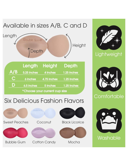 Inserts Push Up Double Scoop A/B, C, D con Cinta Adhesiva