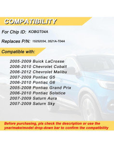 Control Remoto Llave Vurkcy para Chevy y Pontiac 4 Botones 2