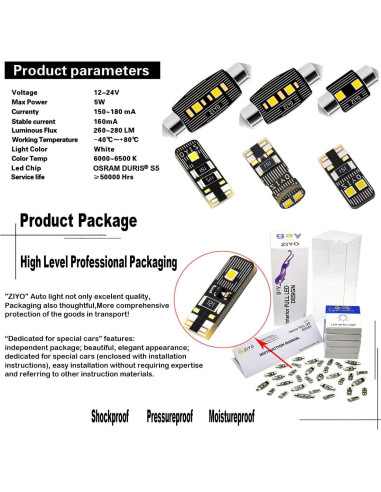 Kit 20 Bombillas LED ZIYO para GMC Yukon 2000-2006