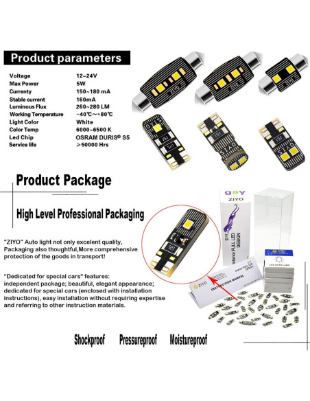 Kit 20 Bombillas LED ZIYO para GMC Yukon 2000-2006