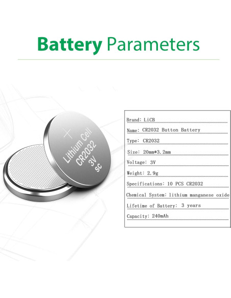 Batería de Litio CR2032 3V LiCB Paquete de 10 Unidades