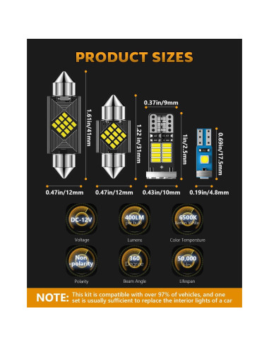 Kit de 24 Bombillas LED para Interiores de Auto Zakolak