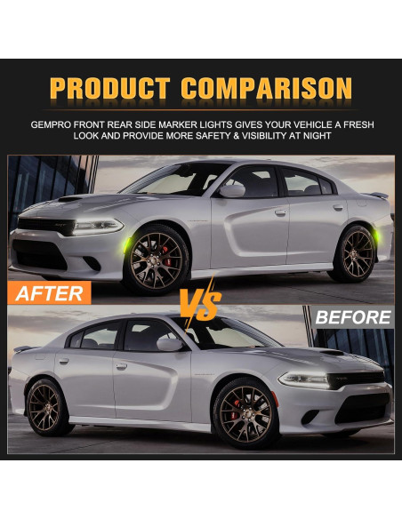 Luces de Marcador Lateral LED Gempro para Dodge Charger 2015-2023