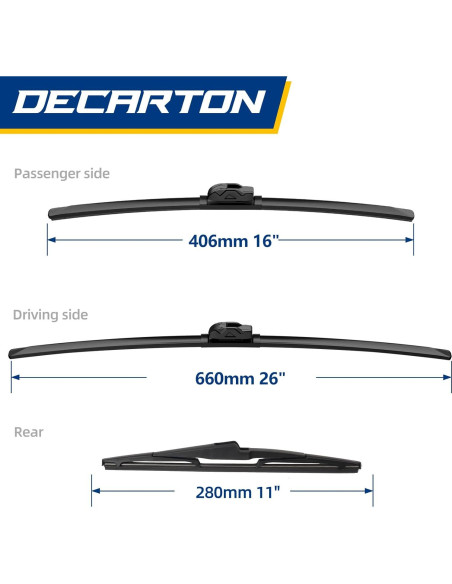 Juego de Limpiaparabrisas DECARTON para Hyundai Kona 2018-2023