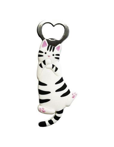 Abrebotellas Magnético Komkommax Gato Rayado Blanco