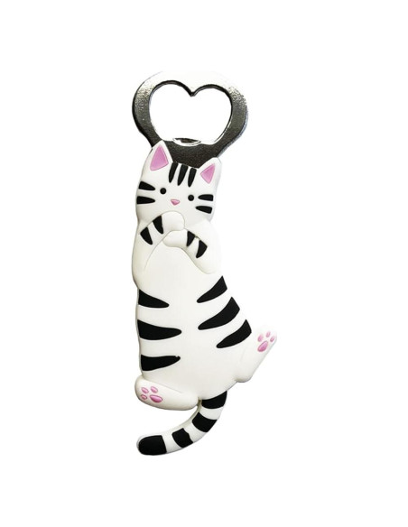 Abrebotellas Magnético Komkommax Gato Rayado Blanco