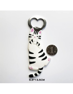 Abrebotellas Magnético Komkommax Gato Rayado Blanco 2