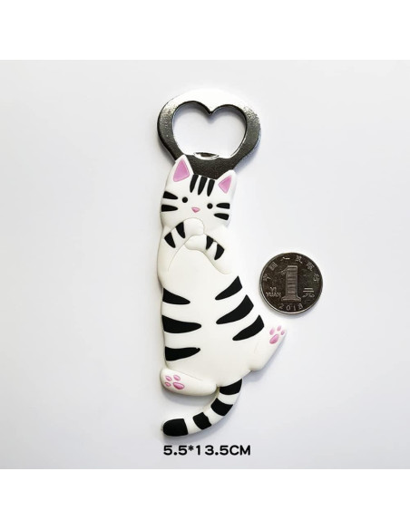 Abrebotellas Magnético Komkommax Gato Rayado Blanco