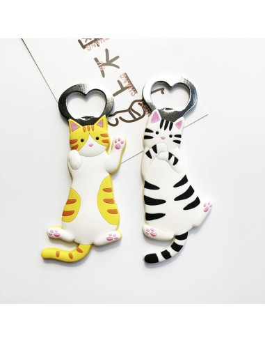 Abrebotellas Magnético Komkommax Gato Rayado Blanco