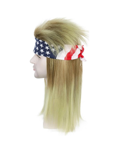 Peluca Mullet JoneTing Negra Rubia + Gorro y Diadema
