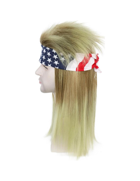Peluca Mullet JoneTing Negra Rubia + Gorro y Diadema