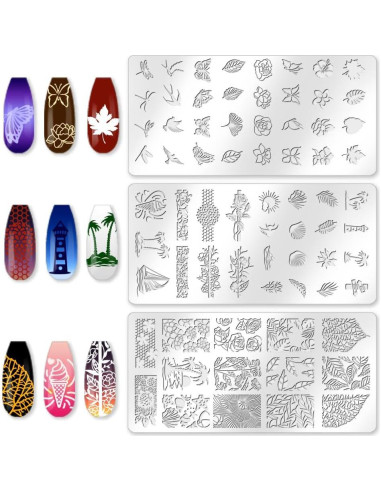 Juego de Estampado de Uñas Beinkmake 3 Piezas Floral