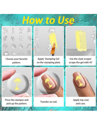 Juego de Estampado de Uñas Beinkmake 3 Piezas Floral