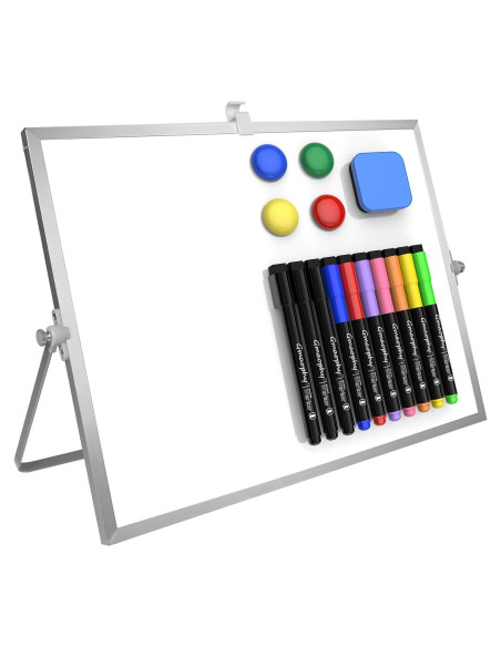 GMAOPHY Pizarra Blanca Borrable 40x30cm con Soporte y 10 Marcadores