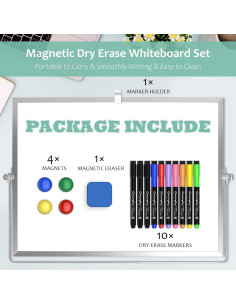 GMAOPHY Pizarra Blanca Borrable 40x30cm con Soporte y 10 Marcadores 2