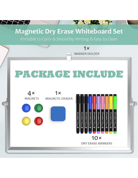 GMAOPHY Pizarra Blanca Borrable 40x30cm con Soporte y 10 Marcadores