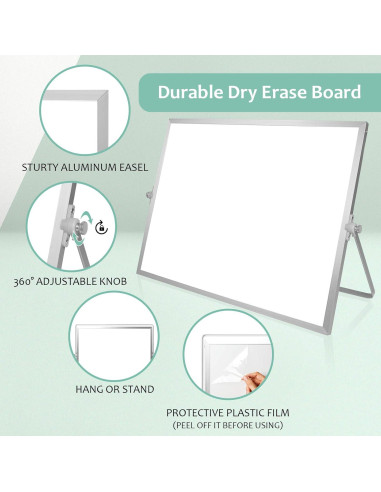 GMAOPHY Pizarra Blanca Borrable 40x30cm con Soporte y 10 Marcadores