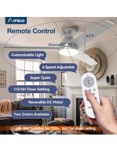 Ventilador de Techo Amico KFM52PLY3B02R1 con Luz y Control Remoto 2